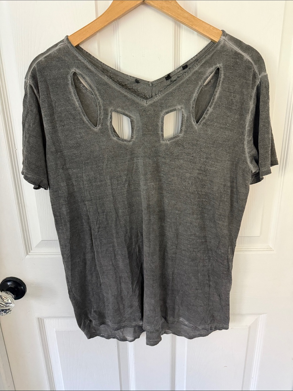 Rock & Republic Gray Short-Sleeve Cutout Tee